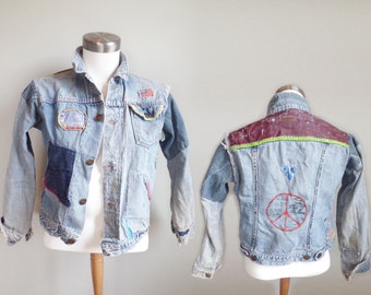 Unique painted jean jacket related items | Etsy