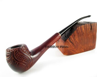 Lady Wooden Tobacco pipe Engraved "VINE" 8 in Long smoking pipe Magic Wood Pipe for True TOBACCO Lovers. Limited edition.