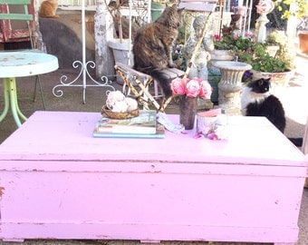 chest coffee table pink chippy shabby chic cottage chic
