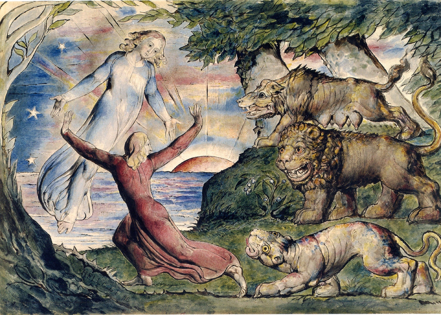 The Watercolor Illustrations of William Blake: Dante Running