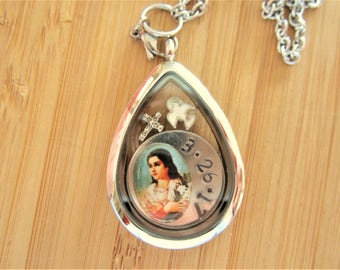 Confirmation saint floating locket! Pick your Confirmation saint- confirmation GIFT for girls teens catholic jewelry custom, made to order