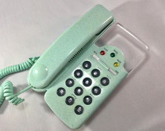 Vintage Turquoise Push Button Phone ,Vintage Telephone,Clear Lucite