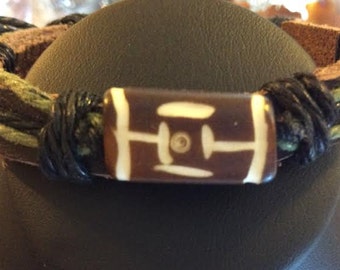 Abstract Tribal Leather Bracelet