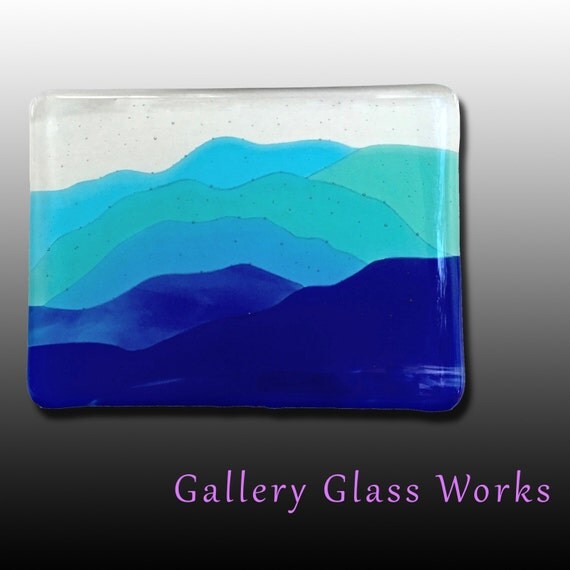 Blue Mountains Decorative Fused Glass Tile/wall hanging
