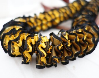 Hawaiian Ribbon Lei Black and Yellow-Gold