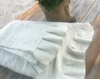 Linen ruffle pillow case