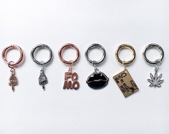 Pendant Bag Charms Personalized Charm FU Middle Finger Charm FOMO Charm Lips Kiss Charm Weed Charm Gift For Her Gift
