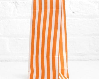 Orange Tall Striped Paper Bags