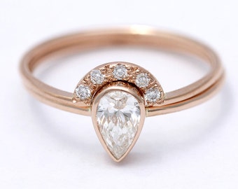 rose gold wedding ring set pear diamond engagement ring wedding ring set diamond wedding ring half carat pear diamond 18k rose gold - Engagement Wedding Ring Set rose gold wedding ring set pear diamond engagement ring wedding ring set diamond wedding ring half carat pear diamond 18k rose gold - Engagement Wedding Ring Set