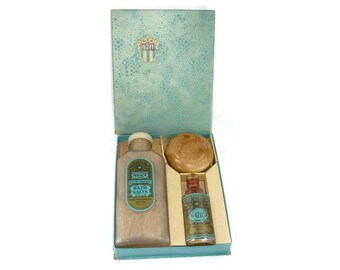 Vintage 1940s Ferd. Mulhens 4711 Bath Salts Bottle Cologne Bottle Soap Gift Set