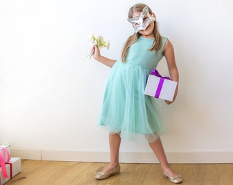 Doll flower girl dress, Mint tulle Dress, Princess dress, Mint flower girl dress 5007