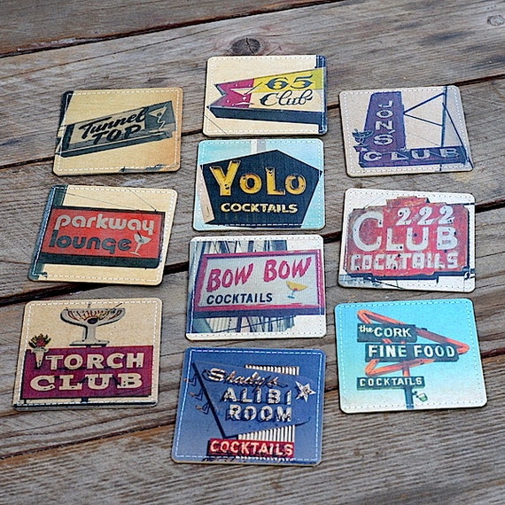 Cocktail Bar Photo Coasters Handmade from Upcycled Cardboard