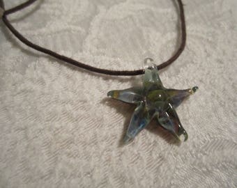 Art glass Star pendant necklace, statement necklace