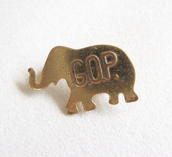 Vintage 1950's GOP Elephant Lapel Pin Republican Political Memorabilia Metal Pin