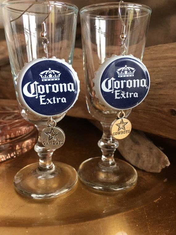 Corona Extra Beer Cap Earrings Bottle Crown Dangle Dallas