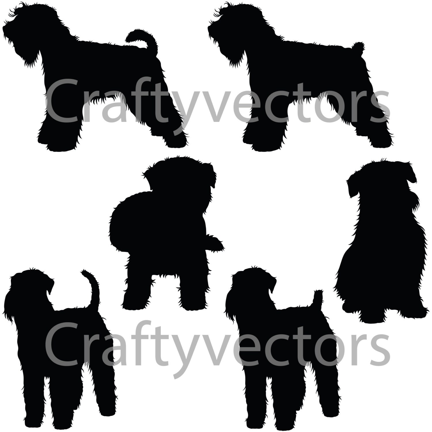 Soft Coated Wheaten Terrier SVG Silhouettes