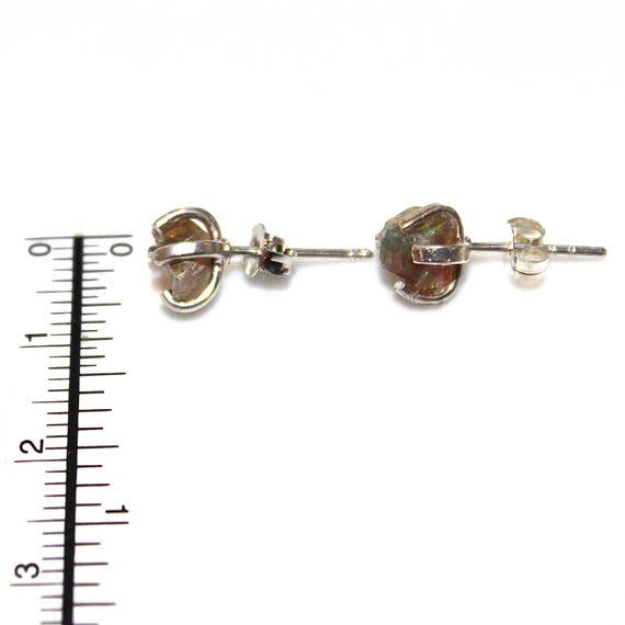 Raw Opal Stud Earrings Organic Earring Khaki Opal Jewelry