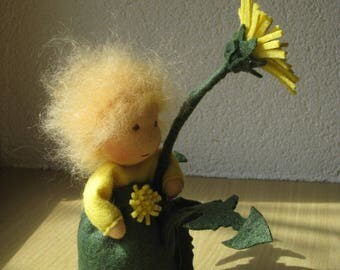 Waldorf nature table, flower child, waldorf doll