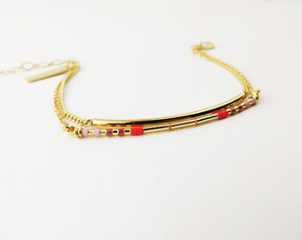 Bracelet Et Clips Métal Doré Mat - Style Années 1991 - Occasion En état Neuf