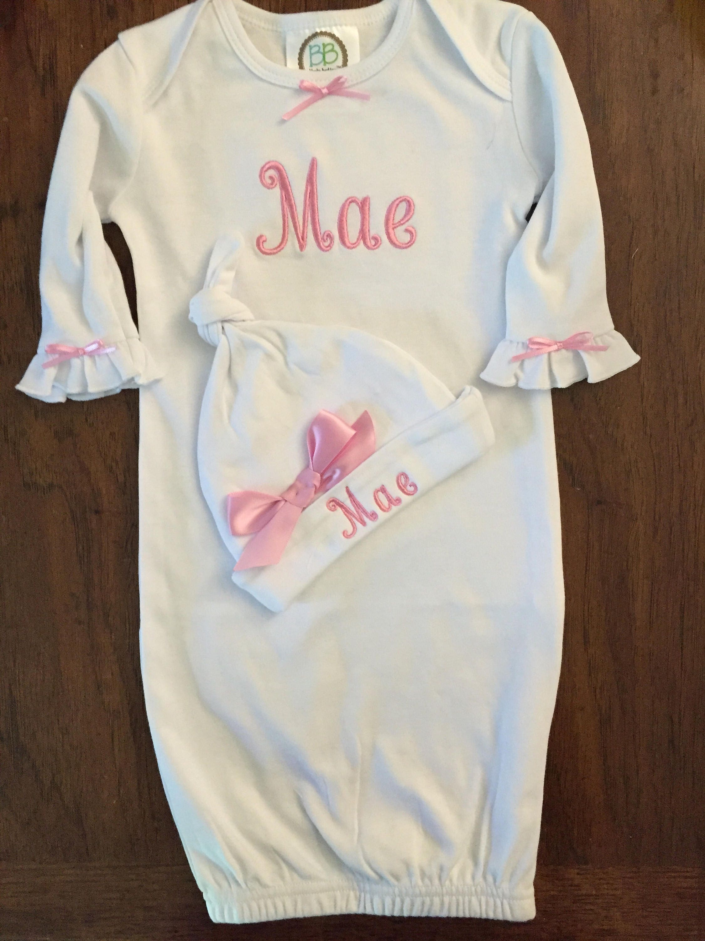 Newborn Girl Take Home Outfit Monogram Layette Gown Layette