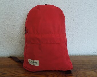 Vintage LL Bean Nylon Children's Backpack Knapsack 70's Red