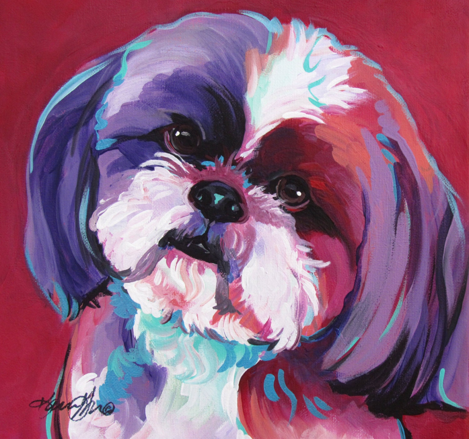Shih Tzu Pop Art Dog Art Gifts Painting Portrait Dog