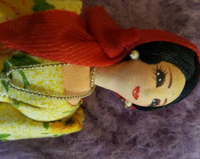 Beautiful Resin Figurine Doll Spain SM 7 inches Real Cloth Apparel