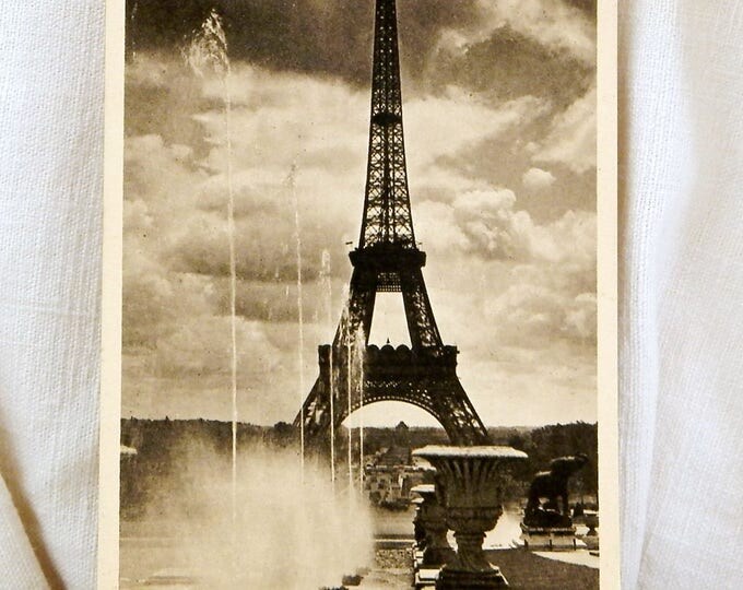 Vintage French Sepia Postcard, Eiffel Tower, French Decor, Vintage Parisian Decor, Shabby, Provencal, Art Deco, Vacation, Europe, France
