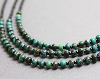 Multistrand Turquoise Necklace, Turquoise Necklace, Turquoise Bead Necklace, Gift for Her, Neclace, Kathy Bankston, Multistrand Necklace