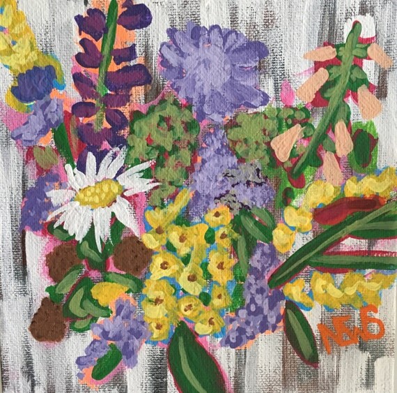 Painting Title Flowers No. 17 6x6 Abstract