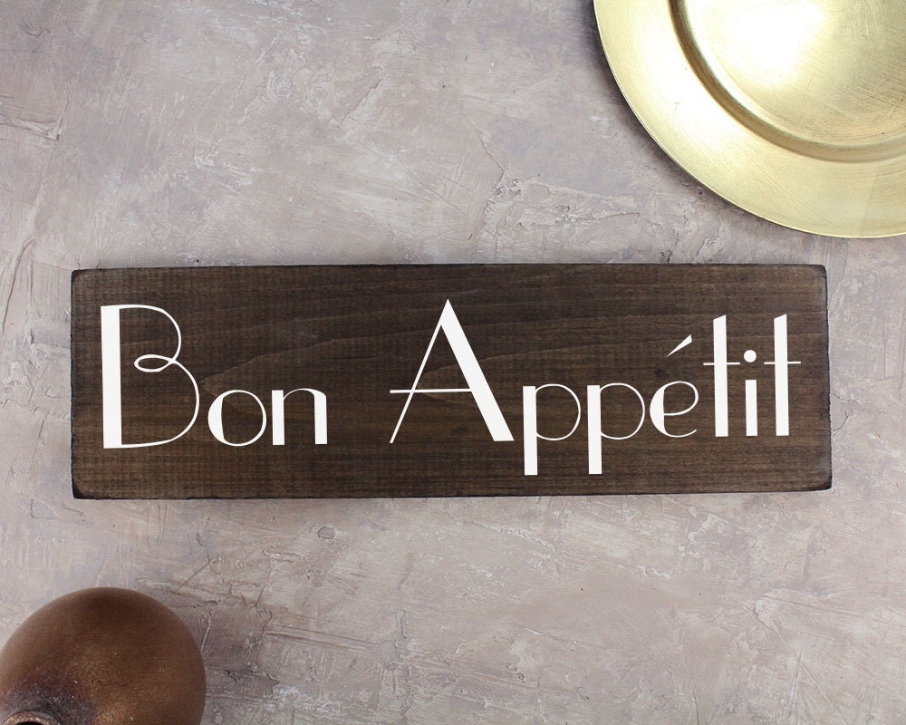 Bon Appetit Sign French Kitchen Art Sign Rustic Wood Sign