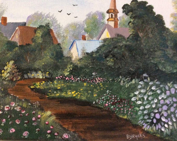Church in the Woods, acrylic painting on canvas