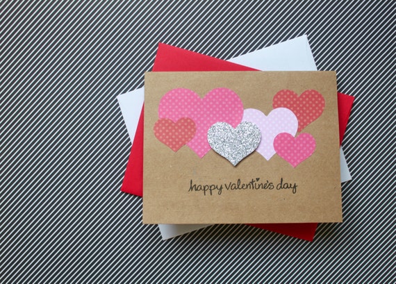 Heart Valentine Card Set Heart Valentine Handmade