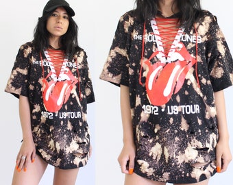 Vintage Inspired Lace Up Tee, Band Vintage Inspired Tee, Rolling Stones Lace Up, Vintage Inspired Rolling Stones, LF Lace Up T-shirt, Band T