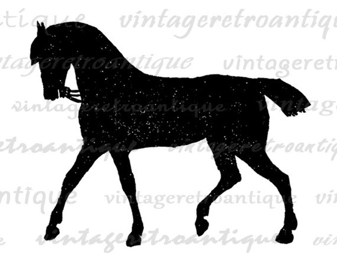 Horse Silhouette Digital Graphic Image Antique Horse Download Printable Vintage Clip Art Jpg Png Eps HQ 300dpi No.4207