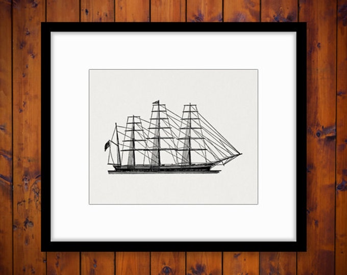 Printable Ship Digital Download Antique Boat Image Graphic Vintage Clip Art Jpg Png Eps HQ 300dpi No.165