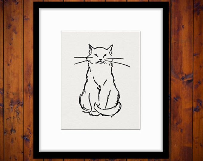 Printable Image Cat Graphic Kitten Digital Illustration Download Antique Clip Art Jpg Png Eps HQ 300dpi No.1795