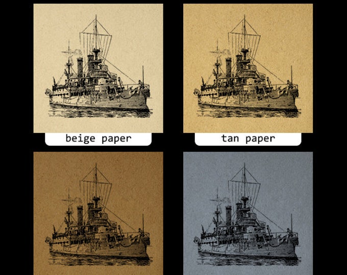 Battleship Digital Printable Download Ship Boat Graphic Image Artwork Antique Clip Art Jpg Png Eps HQ 300dpi No.2818