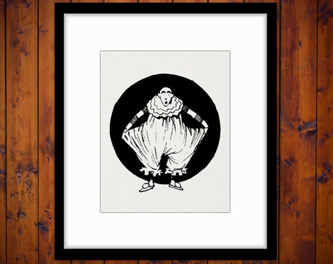 Digital Circus Clown Image Download Graphic Illustrated Printable Vintage Clip Art Jpg Png Eps HQ 300dpi No.2085