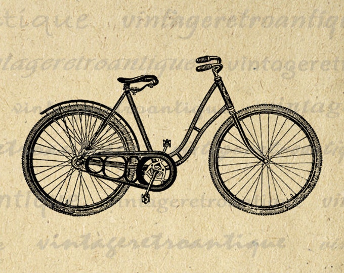 Digital Antique Bicycle Printable Image Bike Download Illustration Graphic Vintage Clip Art for Transfers etc HQ 300dpi No.1322