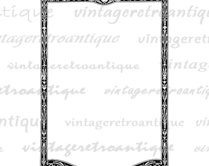 Digital Printable Antique Elegant Floral Frame Image Graphic Border Download Vintage Clip Art for Transfers HQ 300dpi No.177