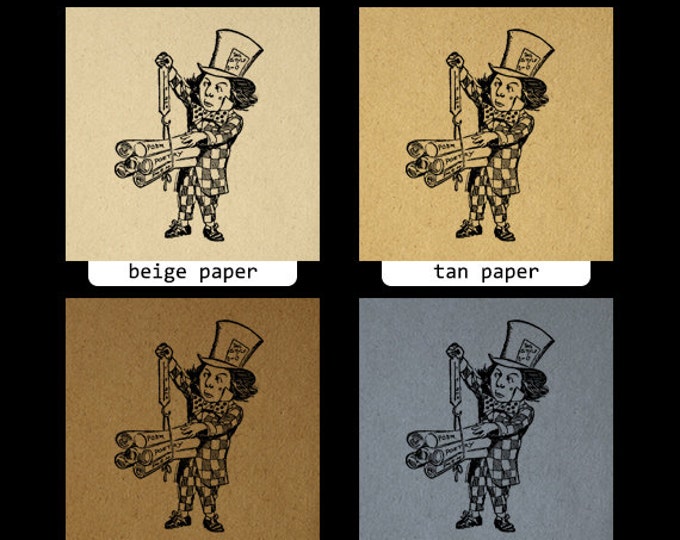 Digital Printable The Mad Hatter Alice in Wonderland Download Image Graphic Vintage Clip Art Jpg Png Eps HQ 300dpi No.2475