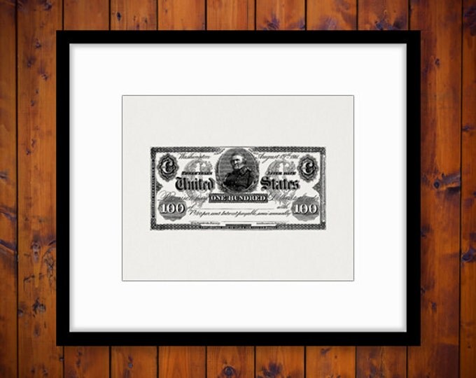 Digital Graphic Antique 100 Dollar Bill Image Printable Download Vintage Clip Art Jpg Png Eps HQ 300dpi No.2363