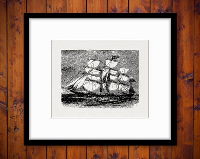 Digital Graphic Boat Illustration Image Ship Download Printable Artwork Vintage Clip Art Jpg Png Eps HQ 300dpi No.2917