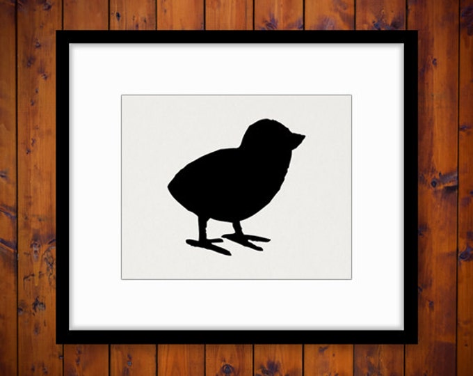 Baby Bird Graphic Printable Download Chick Silhouette Image Cute Nursery Bird Digital Vintage Clip Art for Transfers etc HQ 300dpi No.4692