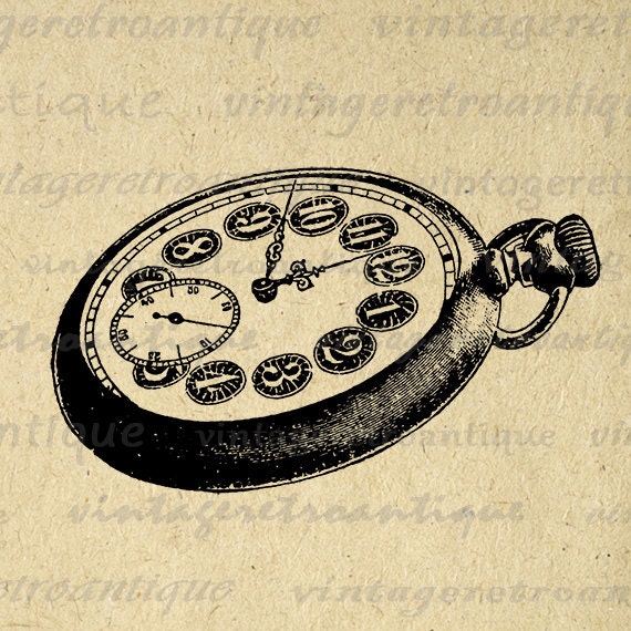 Printable Image Old Fashioned Pocket Watch Digital Pocketwatch