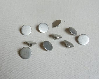 13 mm Vintage plain silver pewter round buttons - lot of 10 buttons