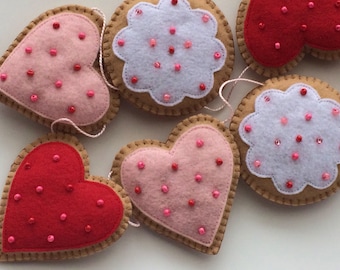 Felt Cookie Valentine's Day Garland -Valentine Decoration-Valentine's Day Garland--Felt Cookie-Valentine's Day Decoration-Felt Garland