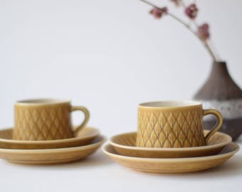 Quistgaard - RELIEF - Set of 2 - tea trio - cup, saucer, teaplate - Kronjyden - Danish mid century tableware