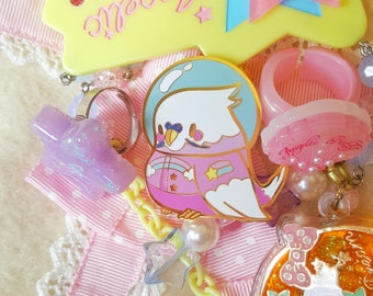 Astro Birb (Glitter and Regular) Kawaii Enamel Pin | Pastel Space Inspired Budgie Parakeet Enamel Pin